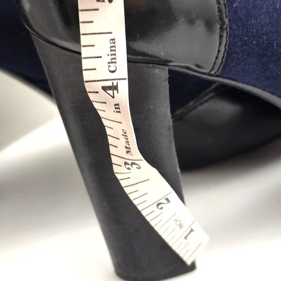 Tory Burch Ankle Wingtip Bootie Heels Navy Blue and Black - Picture 14 of 15